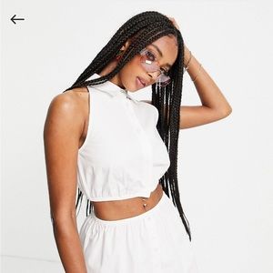 COLLUSION cropped halterneck shirt & mini skirt set